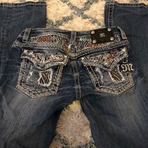 Miss me denim boot cut with glam animal print back